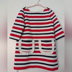 Janie And Jack Striped Red Navy White Pocket Dress